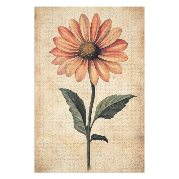 Puzzles for Adults 300 Pieces - Flower With Stem Leaves Funny Puzzles Challenging Brain Exercise, for Puzzle Lovers Gift