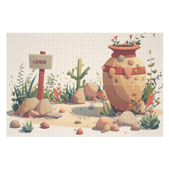 Puzzles for Adults 300 Pieces - Garden With Large Vase Rocks Funny Challenging Puzzle Perfect for Game Nights