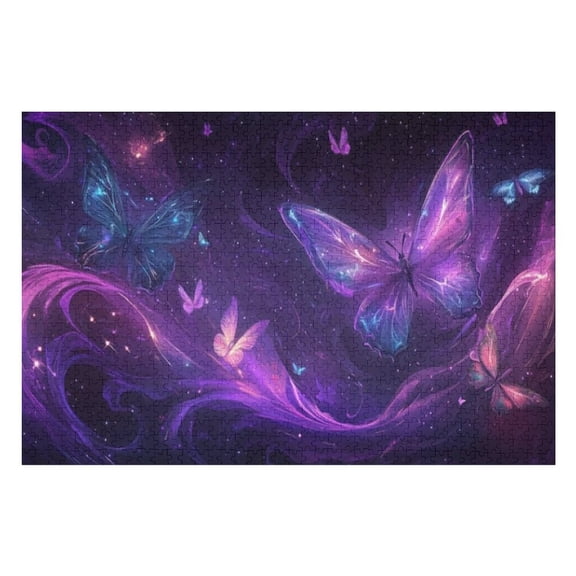 Puzzles for Adults 300 Pieces - Glowing Butterflies Cosmic Dream Puzzle for Stress Relief and Leisure Holiday Gifts Home Decor Collectibles
