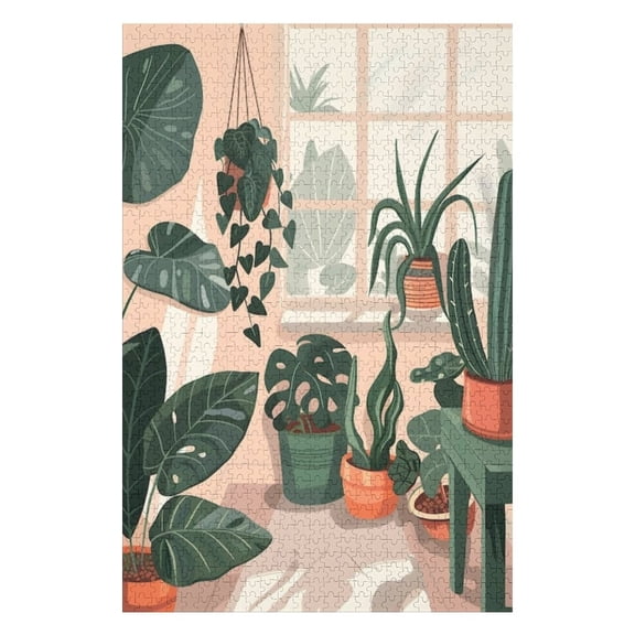 Puzzles for Adults 300 Pieces - Green Plants Room With Window Funny Puzzles Gift for Birthday Wedding Christmas Halloween
