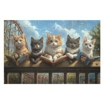 Puzzles for Adults 300 Pieces - Group Cats Sitting Top Book Funny Puzzles Educational Toys, Birthday Christmas Valentine's Day Gift