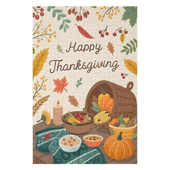 Puzzles for Adults 300 Pieces - Happy Thanksgiving Puzzle for Stress Relief and Leisure Holiday Gifts Home Decor Collectibles