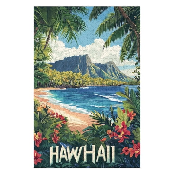 Puzzles for Adults 300 Pieces - Hawaii State Vintage Funny Puzzles Educational Games Gift for Birthday Christmas Halloween