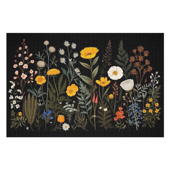 Puzzles for Adults 300 Pieces - Herbs Wild Flowers Funny Challenging Puzzle Brain Teaser Activity Perfect for Game Nights