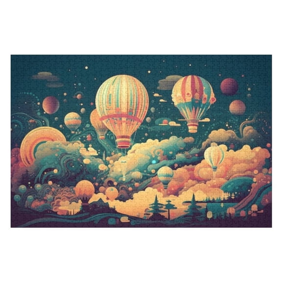 Puzzles for Adults 300 Pieces - Hot Air Balloons Flying Sky Mountain Range Funny Puzzle - Unique Brain Teaser, for Puzzle Enthusiasts