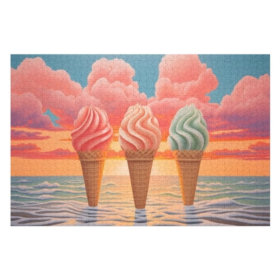 Puzzles for Adults 300 Pieces - Ice Cream Summer Vibes Ice Cool Challenging Gift for Puzzle Lovers, Fun Time with Friends, Displayable Wall Decor