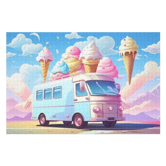 Puzzles for Adults 300 Pieces - Ice Cream Truck Challenging Gift for Puzzle Lovers, Fun Time with Friends, Displayable Wall Decor
