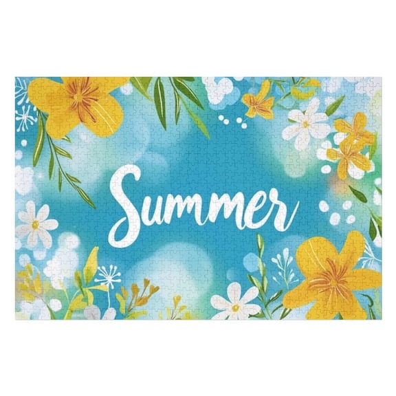Puzzles for Adults 300 Pieces - Inscription Summer Made Amber Stones Sand Beach Concept Summer Funny Challenging Puzzle Perfect for Game Nights