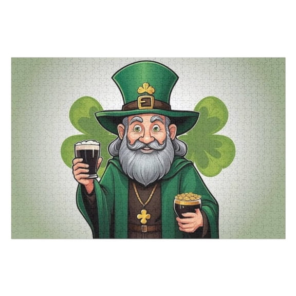 Puzzles for Adults 300 Pieces - Irish Saint Patrick Cartoon Funny Puzzle - Unique Brain Teaser, for Puzzle Enthusiasts