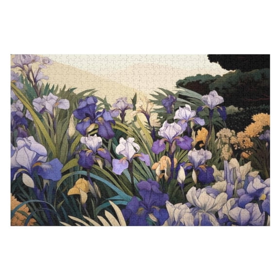 Puzzles for Adults 300 Pieces - Japanese Iris Garden Flower Outdoors Blossom Fun Brain Puzzle Lovers Challenging and Relaxing Gifts Idea