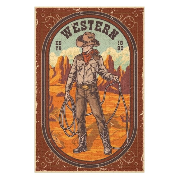 Puzzles for Adults 300 Pieces - Man Cowboy Colorful Puzzle Christmas Perfect for Relaxation Activity Difficult Challenging Puzzles