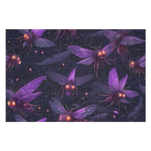 Puzzles for Adults 300 Pieces - Murmuration Violet Red Purple Fireflies Distant Biomechanical Funny Challenging Puzzle Perfect for Game Nights