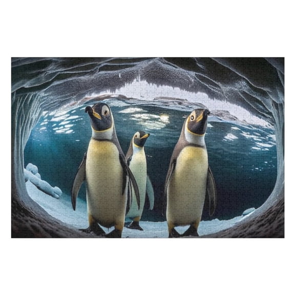 Puzzles for Adults 300 Pieces - Nature Beauty Penguin Colony Waddling Together Funny Puzzles Gift for Birthday Wedding Christmas Halloween