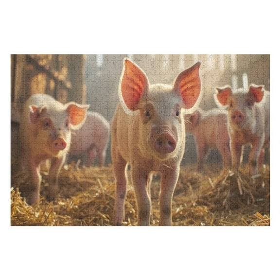 Puzzles for Adults 300 Pieces - Piglets Inside Farm Barn Funny Puzzles Educational Toys, Birthday Christmas Valentine's Day Gift