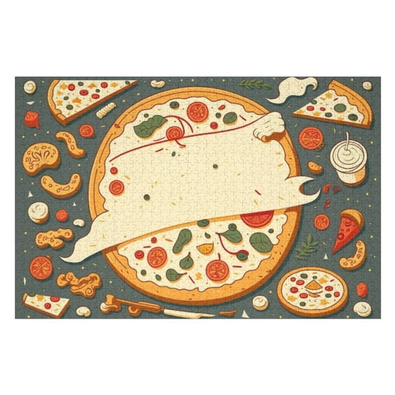 Puzzles for Adults 300 Pieces - Pizza With Various Toppings Funny Challenging Puzzle Brain Teaser Activity Perfect for Game Nights