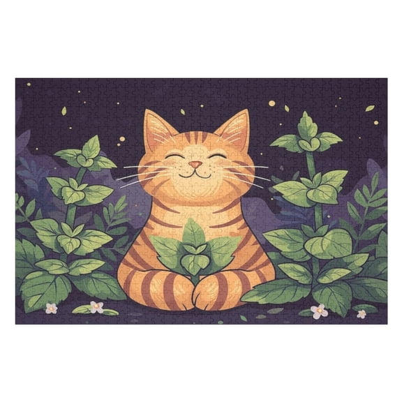 Puzzles for Adults 300 Pieces - Playful Catnip Cartoon Challenging Gift for Puzzle Lovers, Fun Time with Friends, Displayable Wall Decor