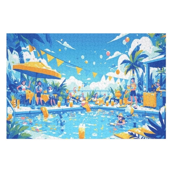 Puzzles for Adults 300 Pieces - Pool Party Fun Educational Toys Decompressing Intellectual Puzzles Gift for Easter Hallowen Christmas Birthday