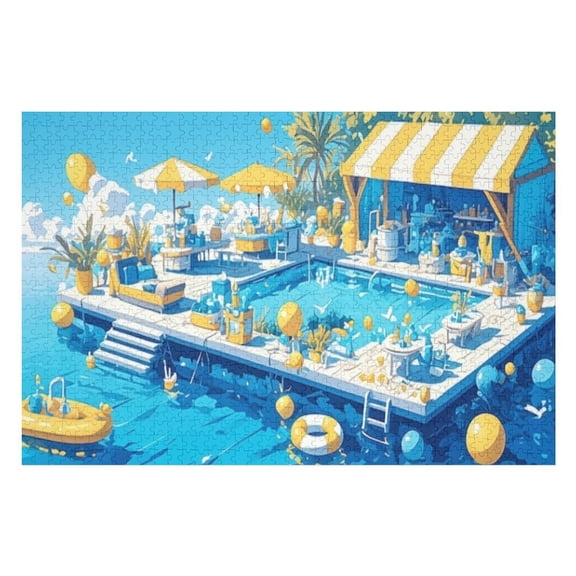 Puzzles for Adults 300 Pieces - Pool Party Funny Puzzle - Unique Brain Teaser, for Puzzle Enthusiasts