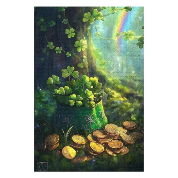 Puzzles for Adults 300 Pieces - Pot Gold Coins With Rainbow Funny Puzzles Challenging Brain Exercise, for Puzzle Lovers Gift