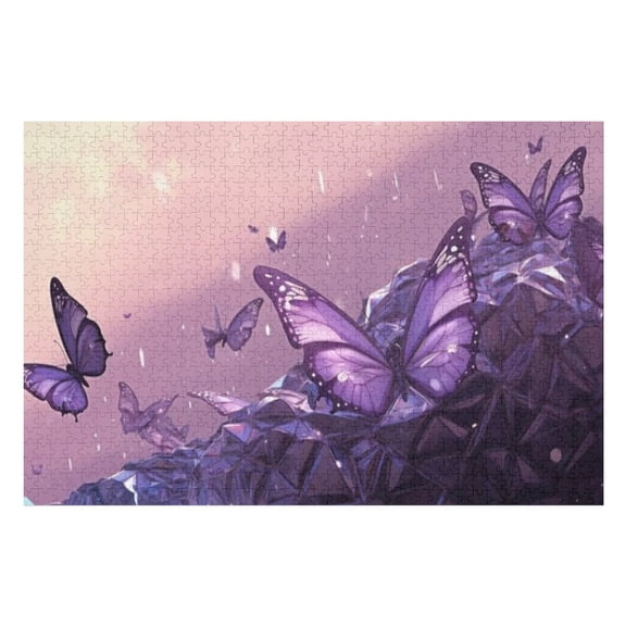 Puzzles for Adults 300 Pieces - Purple Butterfly Funny Jigsaw Puzzles Learning & Fun Educational Toys Gift