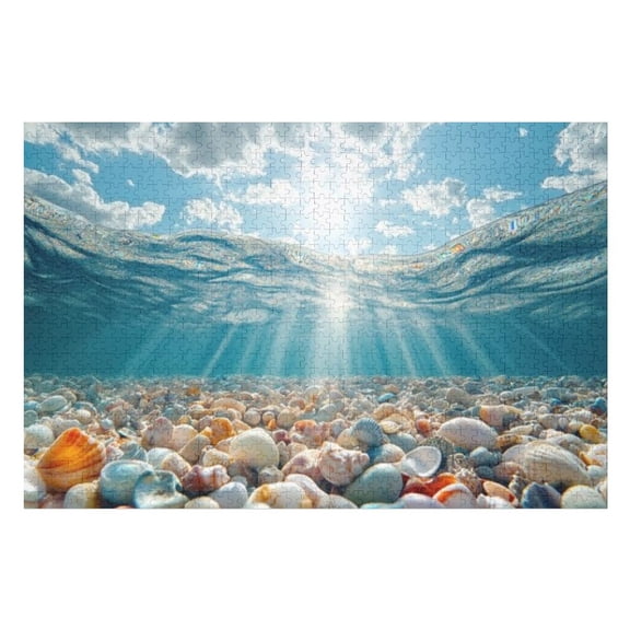 Puzzles for Adults 300 Pieces - Sea With Many Shells Pebbles Puzzle for Stress Relief and Leisure Holiday Gifts Home Decor Collectibles