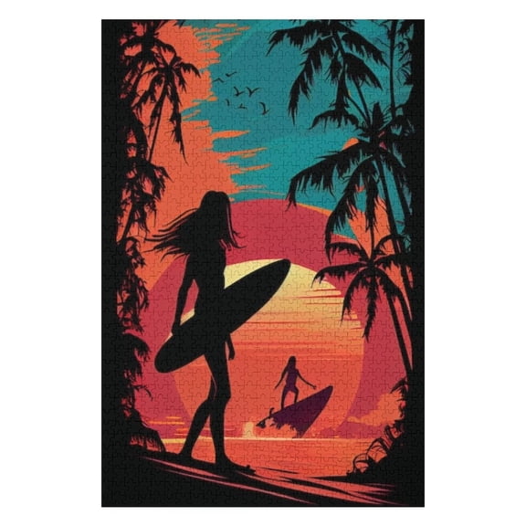 Puzzles for Adults 300 Pieces - Surfboard Game With Woman Puzzle Challenging Educational Toys Puzzles Reduced Pressure Gift