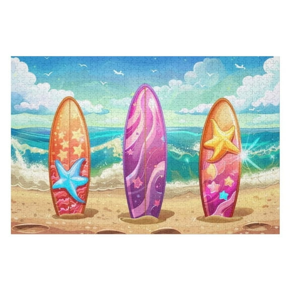 Puzzles for Adults 300 Pieces - Surfing Boards Summer Puzzle Challenging Educational Toys Puzzles Reduced Pressure Gift