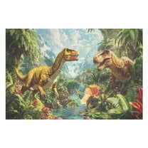 Puzzles for Adults 300 Pieces - Two Dinosaurs Stand Lush Jungle Landscape Funny Puzzles Educational Toys, Birthday Christmas Valentine's Day Gift