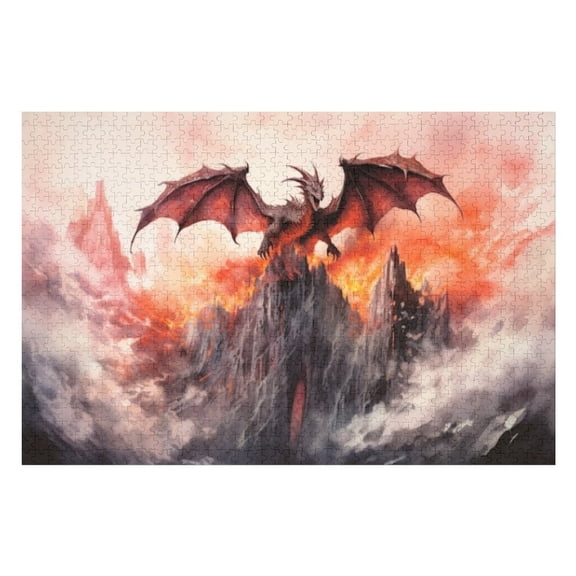 Puzzles for Adults 300 Pieces - Watercolor Dragon Funny Puzzle - Unique Brain Teaser, for Puzzle Enthusiasts
