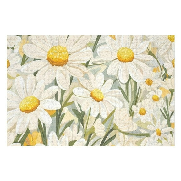 Puzzles for Adults 300 Pieces - White Daisies Floral Puzzle for Stress Relief and Leisure Holiday Gifts Home Decor Collectibles