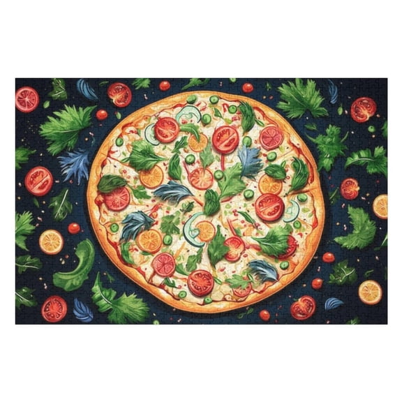 Puzzles for Adults 300 Pieces - Yummy Pizza Slices With Fresh Vegetables Funny Jigsaw Puzzles Learning & Funny Educational Toys Gift