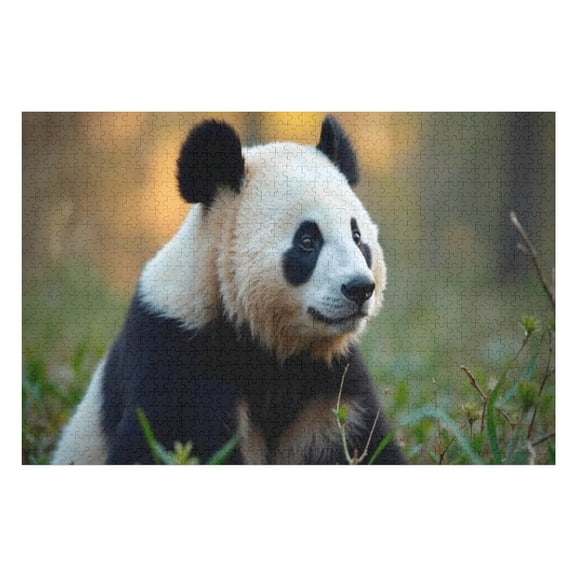 Puzzles for Adults 500 Pieces - Adorable Giant Panda Wild Funny Inspirational Wooden Jigsaw Puzzles for Family Activities Games