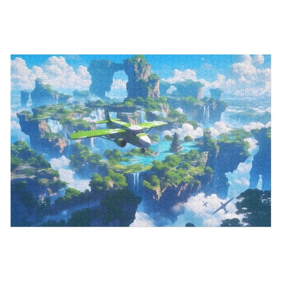Puzzles for Adults 500 Pieces - Airplane Flying Through Fantasy World Puzzle Christmas Perfect for Relaxation Activity Difficult Challenging Puzzles