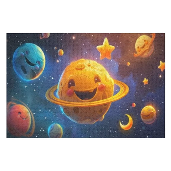 Puzzles for Adults 500 Pieces - Animated Cartoon Planets Funny Jigsaw Puzzles Learning & Funny Educational Toys Gift