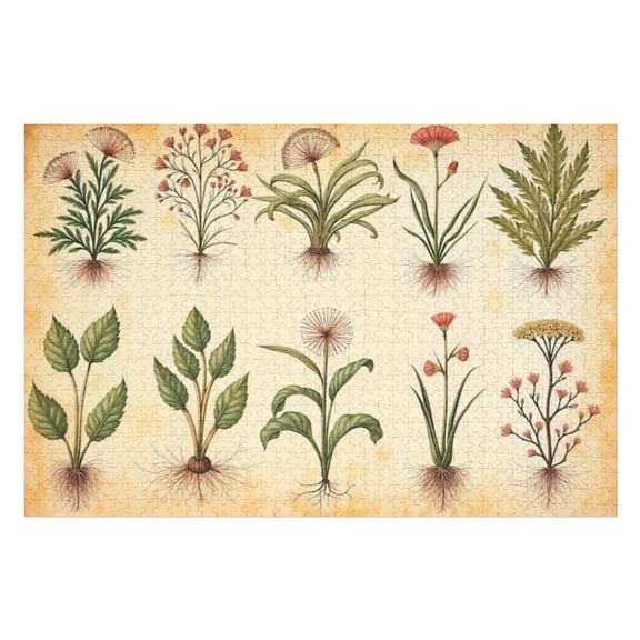 Puzzles for Adults 500 Pieces - Botanical Herbs Funny Puzzle - Unique Brain Teaser, for Puzzle Enthusiasts