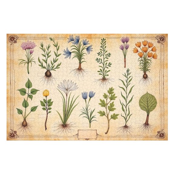 Puzzles for Adults 500 Pieces - Botanical Herbs Puzzle Challenging Educational Toys Puzzles Reduced Pressure Gift