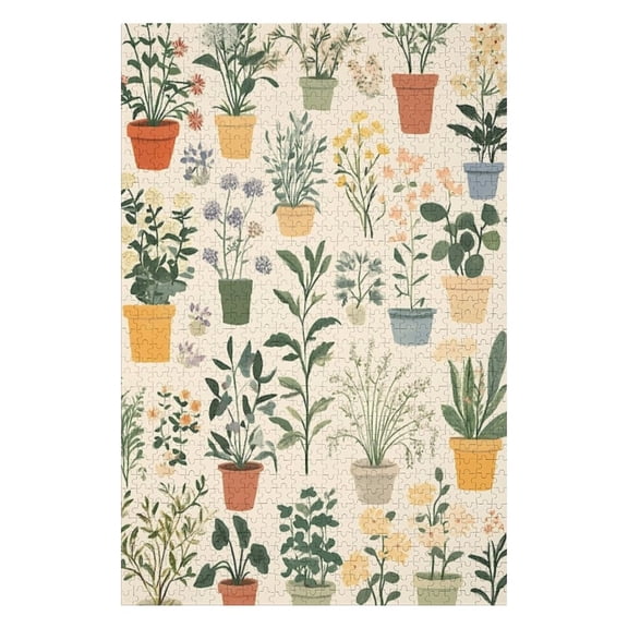 Puzzles for Adults 500 Pieces - Botanical Plants Pots Funny Puzzle Unique Difficult and Challenge Large Puzzle Game Toys Gift