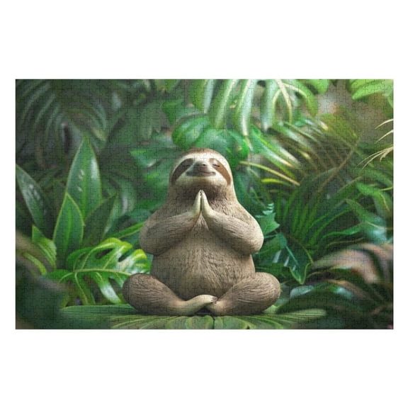 Puzzles for Adults 500 Pieces - Cartoon Sloth Practising Yoga Challenging Gift for Puzzle Lovers, Fun Time with Friends, Displayable Wall Decor