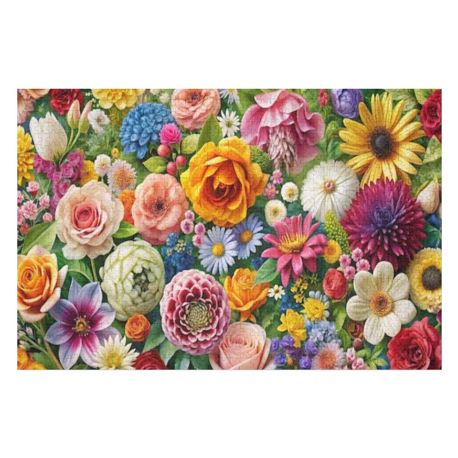 Puzzles for Adults 500 Pieces - Colorful Flowers From Garden Puzzle ...