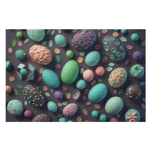 Puzzles for Adults 500 Pieces - Colorful Happy Easter Eggs Pattern Funny Puzzles Educational Games Gift for Birthday Christmas Halloween