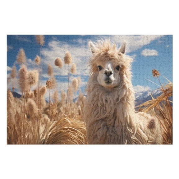 Puzzles for Adults 500 Pieces - Cute Fluffy Dog Meadow Looking Camera Beautiful Drawings for Bedroom Decor Family Holidays,Elevate Yourself Gift