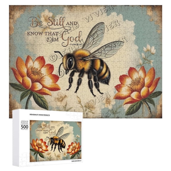 Puzzles for Adults 500 Pieces, Difficult Challenge Bee Jigsaw Puzzles,Bee & Flower Puzzles as Wall Decor