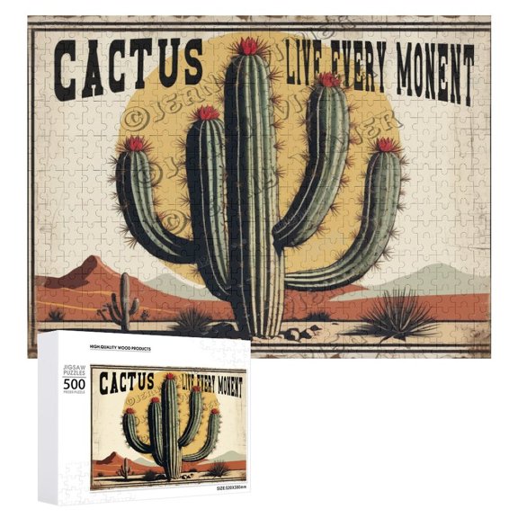 Puzzles for Adults 500 Pieces, Difficult Challenge Cactus Jigsaw Puzzles,Green Plant Puzzles as Wall Decor