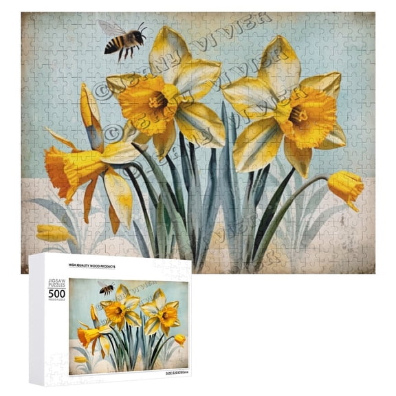 Puzzles for Adults 500 Pieces, Difficult Challenge Daffodil Flower Jigsaw Puzzles,Spring Flower Puzzles as Wall Decor
