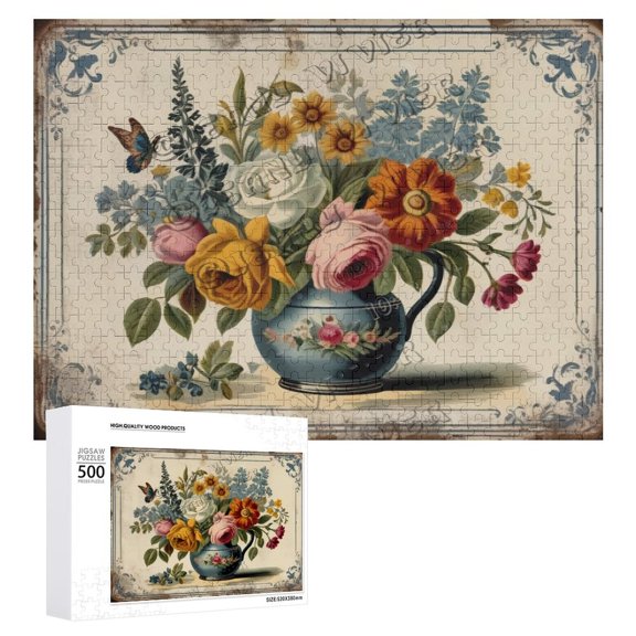 Puzzles for Adults 500 Pieces, Difficult Challenge Flower Bouquet Jigsaw Puzzles,Spring Flower Puzzles as Wall Decor