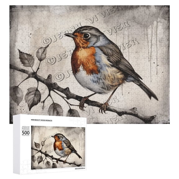 Puzzles for Adults 500 Pieces, Difficult Challenge Robin Bird Jigsaw Puzzles,Spring Bird Puzzles as Wall Decor