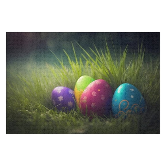 Puzzles for Adults 500 Pieces - Easter Eggs Grass Challenging Gift for Puzzle Lovers, Fun Time with Friends, Displayable Wall Decor