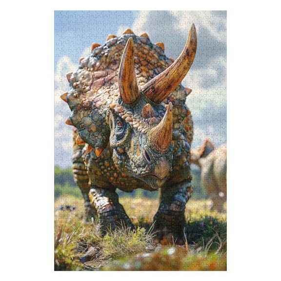 Puzzles for Adults 500 Pieces - Extinct Triceratops Dinosaur Creature Puzzle Christmas Perfect for Relaxation Activity Difficult Challenging Puzzles