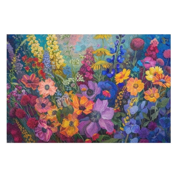 Puzzles for Adults 500 Pieces - Field Vibrant Bouquet Flowers Funny Puzzle Unique Difficult and Challenge Large Puzzle Game Toys Gift
