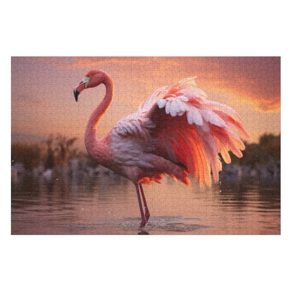 Puzzles for Adults 500 Pieces - Flamingo Curls Into Elegant Form Funny Challenging Puzzle Brain Teaser Activity Perfect for Game Nights